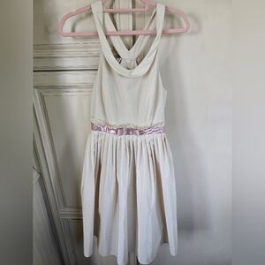 NWT Anthropologie Moulinette Soeurs Beige Pleated Silk & Cotton Dress- Stunning